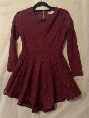 ALTAR'D STATE Burgundy Long Sleeve Lined Dress Size S (1376)